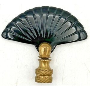Vintage Lamp Finial Black Glass Fan Mid Century Modern Decor 2.5"